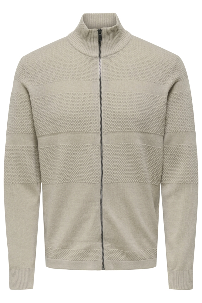 ONSMALIK REG 12 PIN ZIP CARD KNIT N 22033304 SILVER LINING/ MELANGE